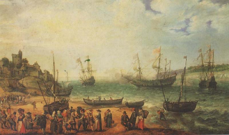 WILLAERTS, Adam The Prince Royal and other shipping in an Estuary oil painting image